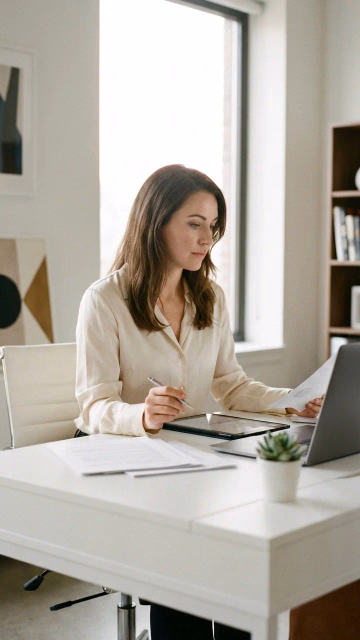 Business consultant handling complex request
