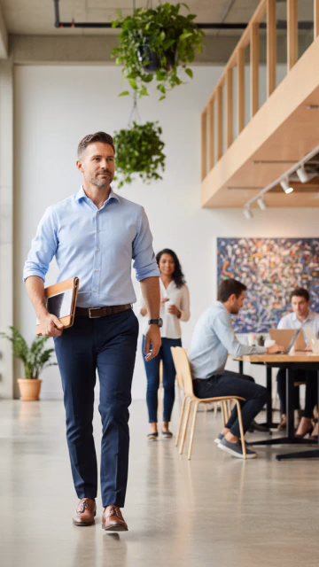 Professional between meetings