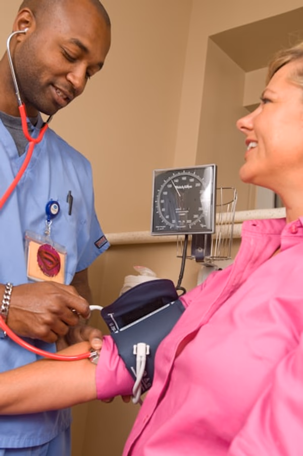Doctor consulting with a patient in a modern medical clinic