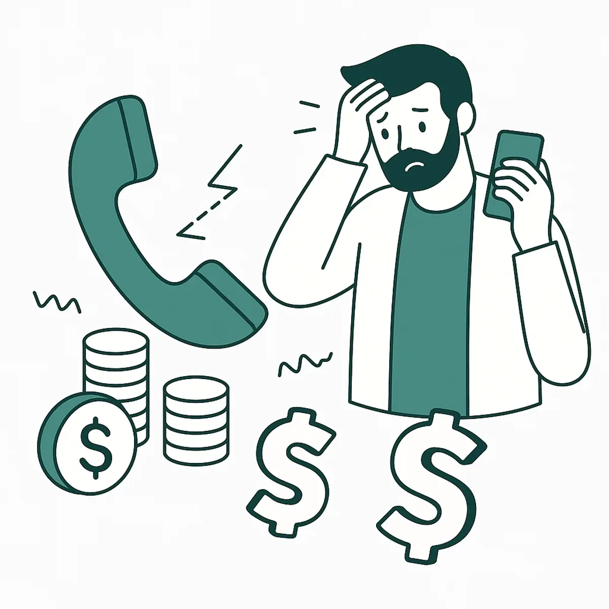 Illustration showing missed calls and lost opportunities from voicemail