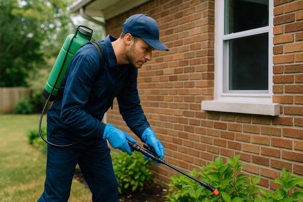 Professional pest control technician at work