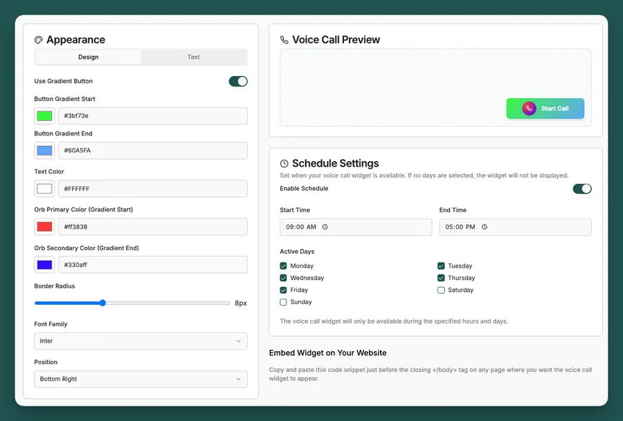 Website Bot Setup Widget